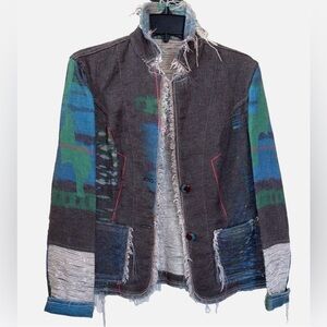 Save the Queen Reversible Jacket Italy Abstract Raw Edge Size M